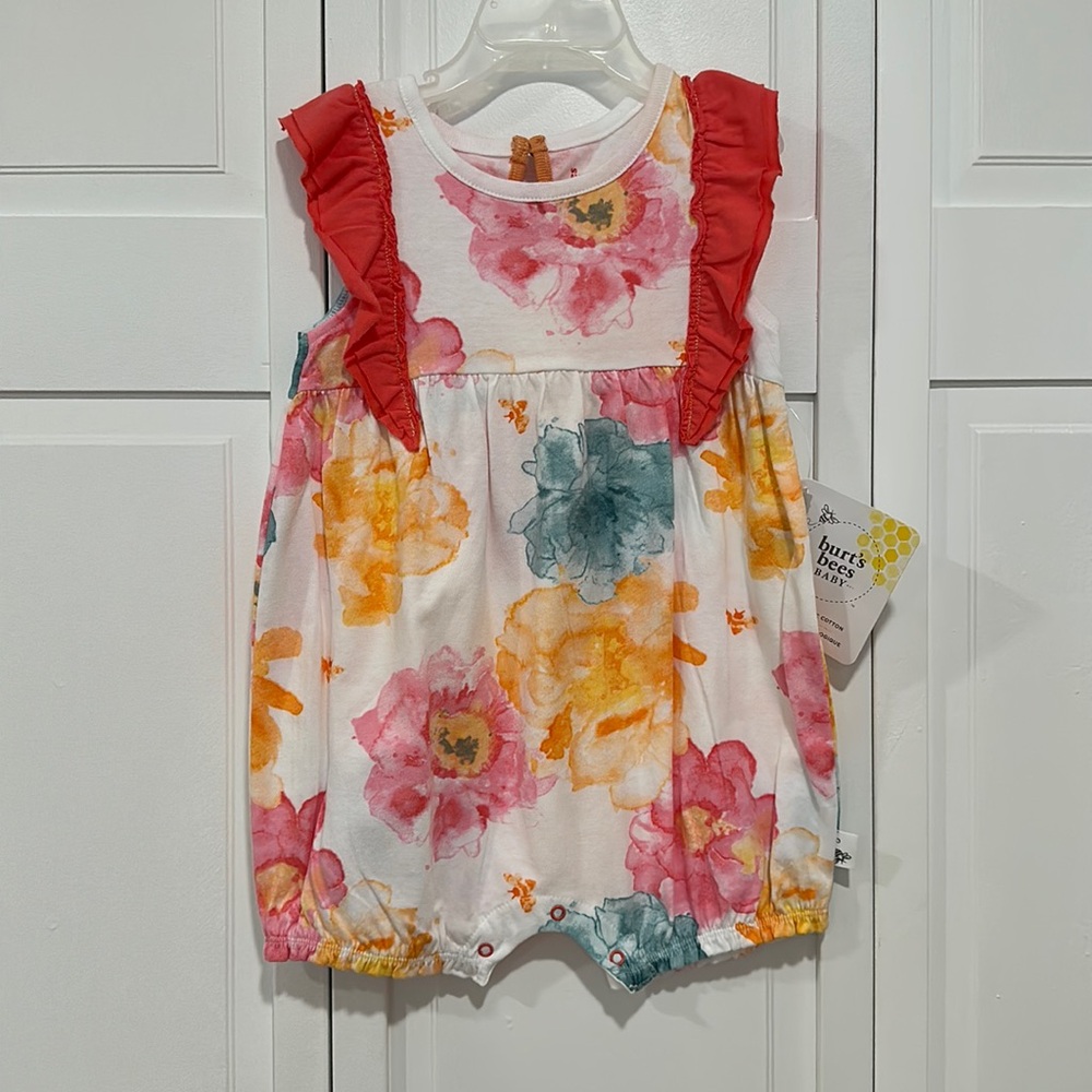 Burt’s Bees 12 month white floral romper